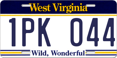 WV license plate 1PK044