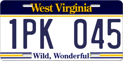 WV license plate 1PK045