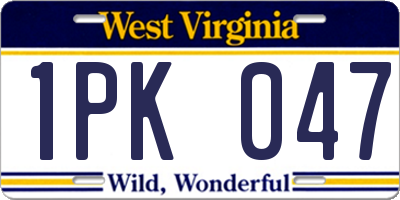WV license plate 1PK047