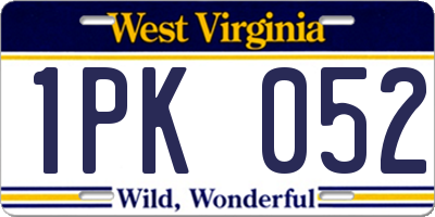 WV license plate 1PK052