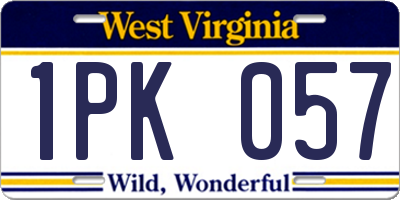 WV license plate 1PK057