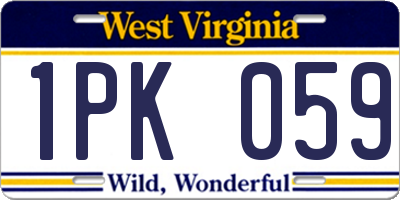 WV license plate 1PK059