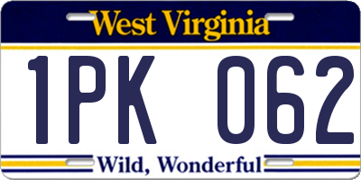 WV license plate 1PK062
