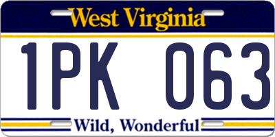 WV license plate 1PK063