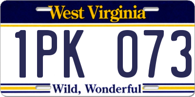 WV license plate 1PK073