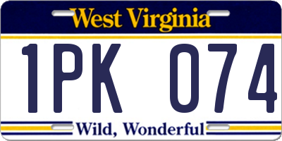 WV license plate 1PK074