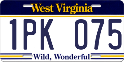 WV license plate 1PK075