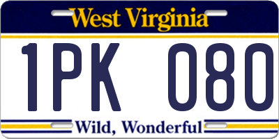 WV license plate 1PK080