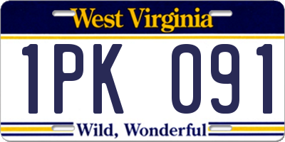 WV license plate 1PK091