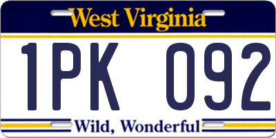 WV license plate 1PK092