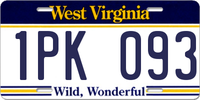 WV license plate 1PK093
