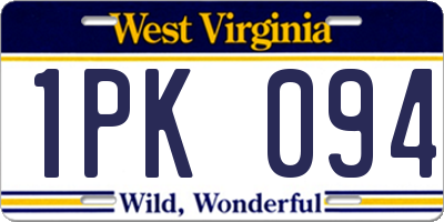 WV license plate 1PK094