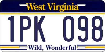 WV license plate 1PK098