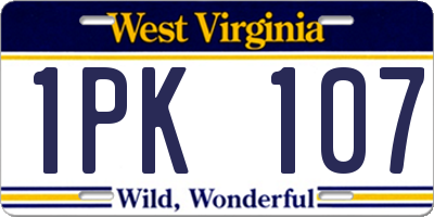 WV license plate 1PK107