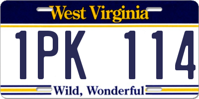 WV license plate 1PK114