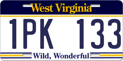 WV license plate 1PK133