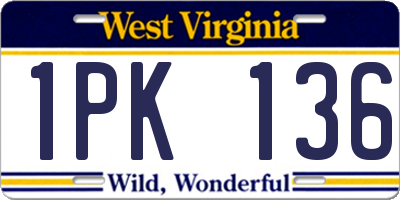 WV license plate 1PK136