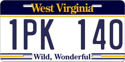 WV license plate 1PK140