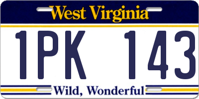 WV license plate 1PK143