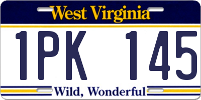 WV license plate 1PK145