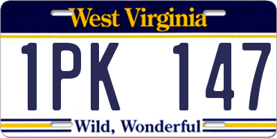 WV license plate 1PK147