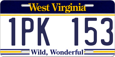 WV license plate 1PK153