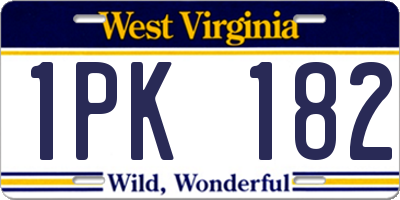 WV license plate 1PK182