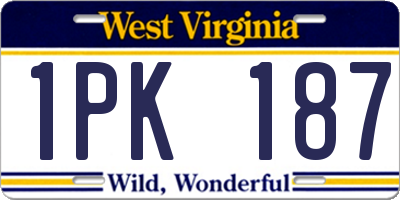 WV license plate 1PK187