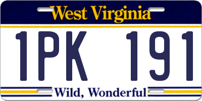 WV license plate 1PK191