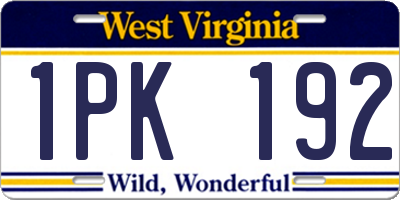 WV license plate 1PK192