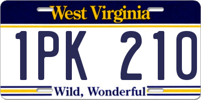 WV license plate 1PK210