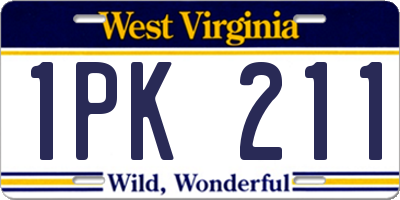 WV license plate 1PK211