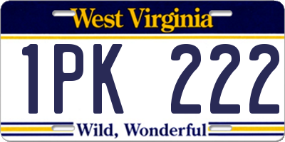 WV license plate 1PK222
