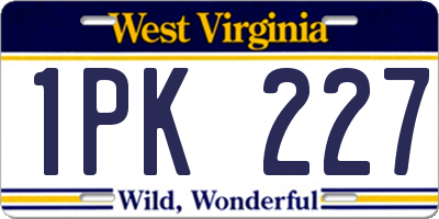 WV license plate 1PK227