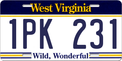 WV license plate 1PK231