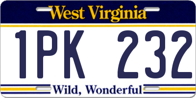 WV license plate 1PK232