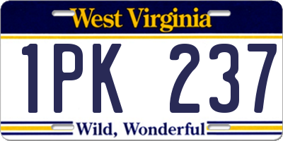 WV license plate 1PK237