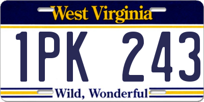 WV license plate 1PK243
