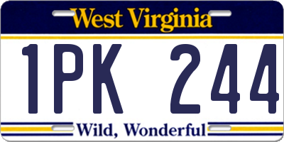 WV license plate 1PK244