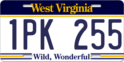 WV license plate 1PK255