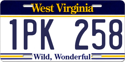WV license plate 1PK258