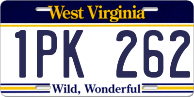 WV license plate 1PK262