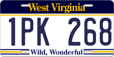 WV license plate 1PK268