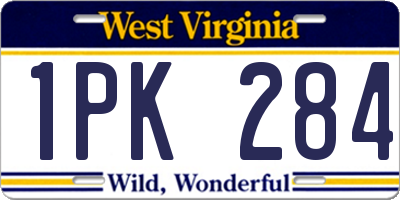 WV license plate 1PK284