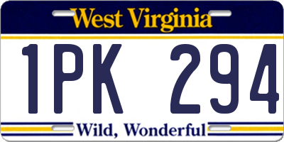WV license plate 1PK294