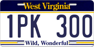 WV license plate 1PK300