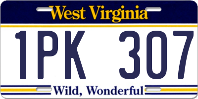 WV license plate 1PK307