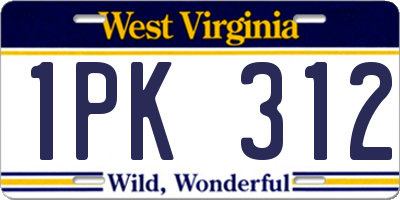 WV license plate 1PK312
