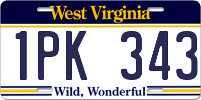 WV license plate 1PK343