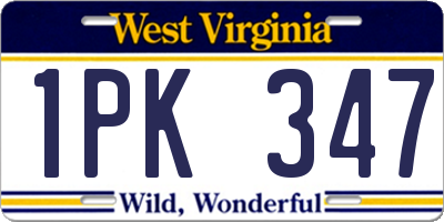 WV license plate 1PK347
